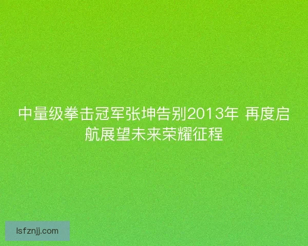 中量级拳击冠军张坤告别2013年 再度启航展望未来荣耀征程
