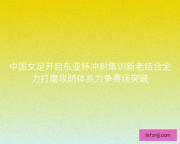 中国女足开启东亚杯冲刺集训新老结合全力打磨攻防体系力争赛场突破 中国女足开启东亚杯冲刺集训新老结合全力打磨攻防体系力争赛场突破