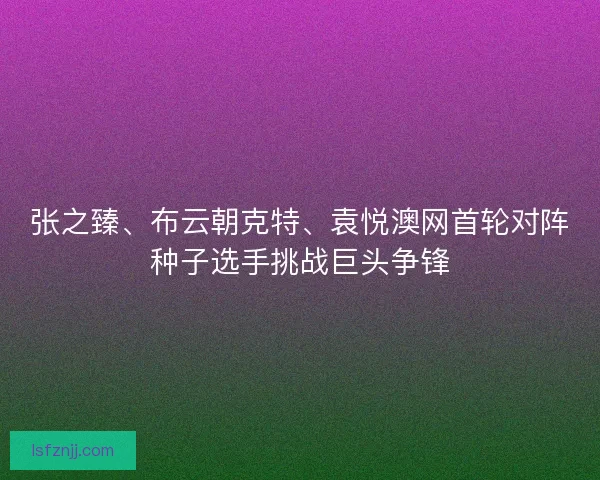 张之臻、布云朝克特、袁悦澳网首轮对阵种子选手挑战巨头争锋